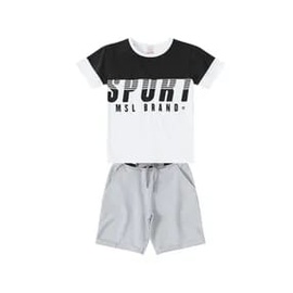Conjunto menino camiseta com bermuda moleton