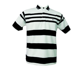 Polo branca listras azuis
