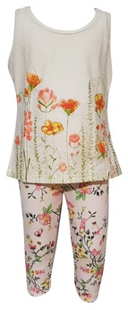 Conjunto Blusa Regata Off/ Calça Florida