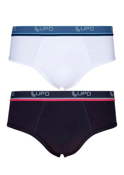 Kit Cueca Slip Algodão Branco/Preta