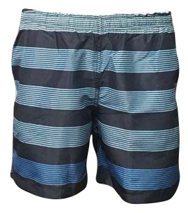 Short Boxer Microfibra Cinza Listras Azuis