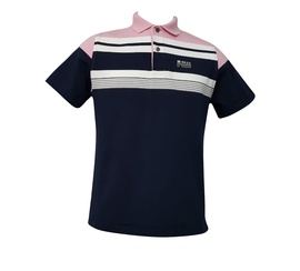 Polo Azul com listras rosa