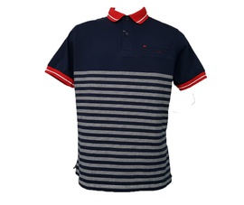 Polo Azul com listras detalhe bolso