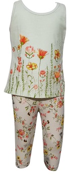 Conjunto Blusa regata Verde/ Calça Florida