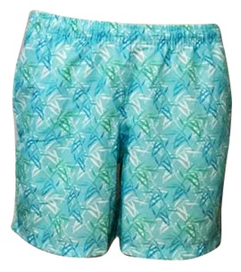 Short Boxer Microfibra Verde Água Folhas