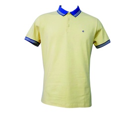 Polo Amarela lisa detalhes azuis