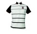 Polo branca mangas azuis