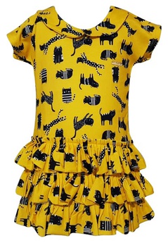 Vestido Amarelo Gatos