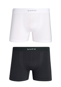 Kit Cueca Boxer Microfibra Branco/Cinza