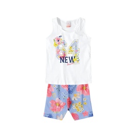 Conjunto menina bermuda e regata branca