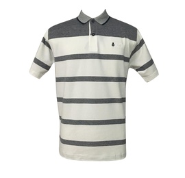 Polo Branca Listras Cinza