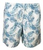 Short Boxer Microfibra Branco Folhas Azuis