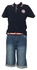 Conjunto Polo Azul/ Bermuda jeans com cinto
